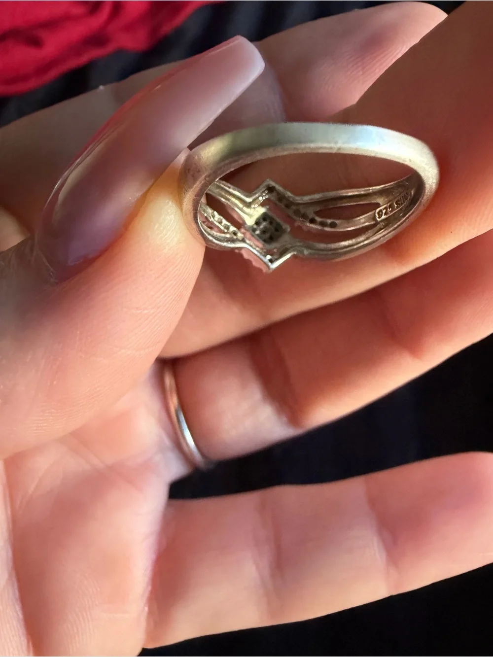 925 Sterling Silver diamond ring size 7.5
